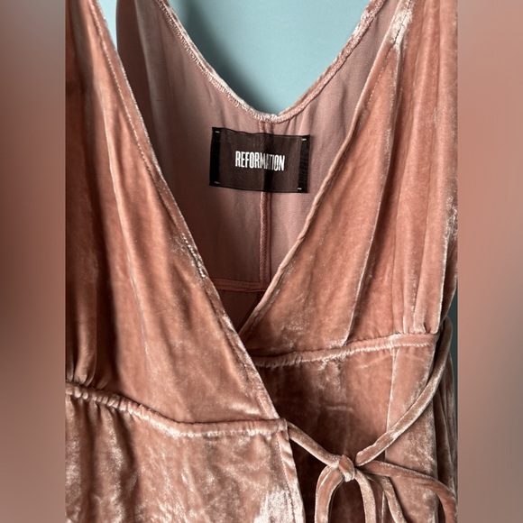 Reformation Anoush Wrap Dress Silk Blend Velvet Pink Blush XS - Picture 2 of 3